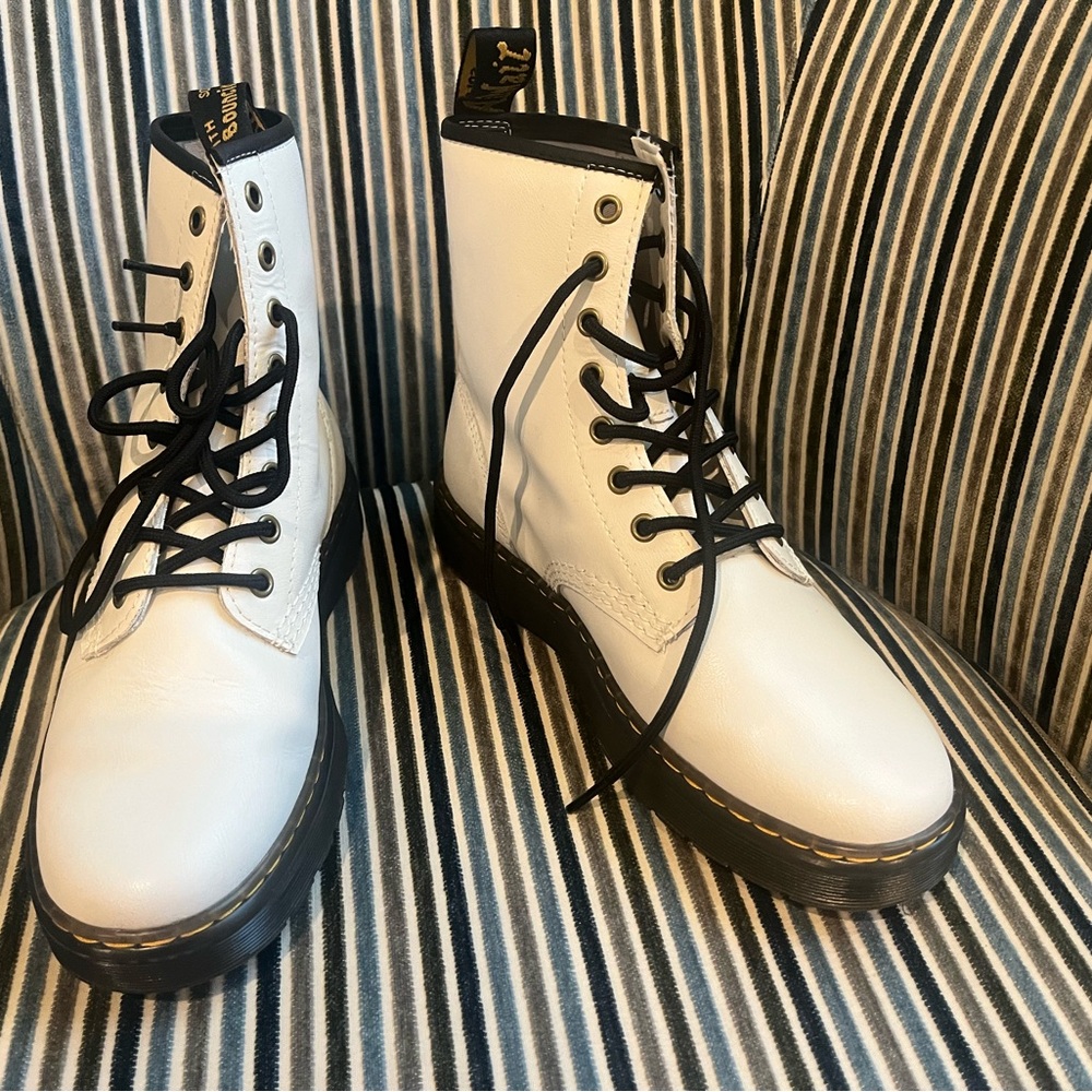Dr. Martens White Boots with Black Laces